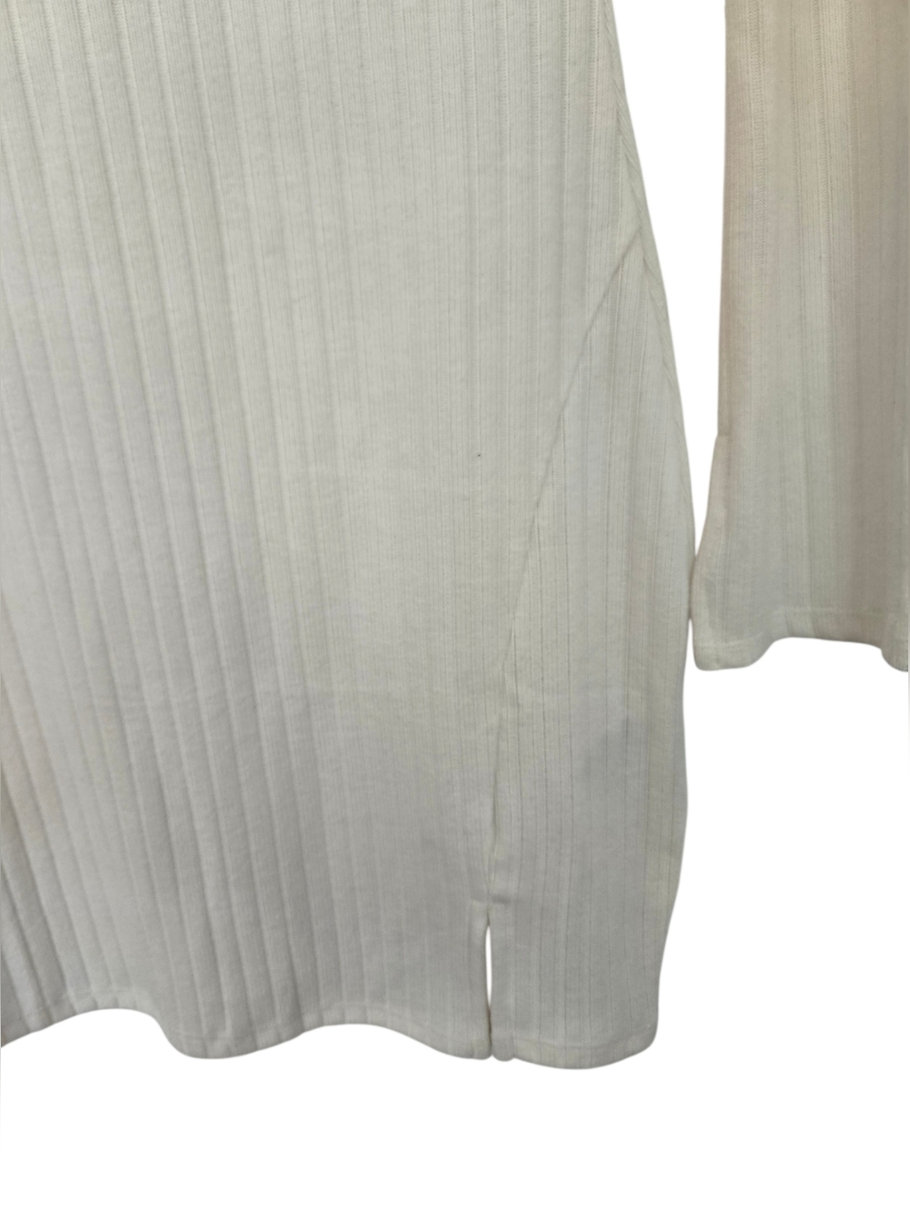🤍 H&M Ribbed Knit Mini Dress – Cream Long Sleeve Bodycon Size M - Picture 4 of 4